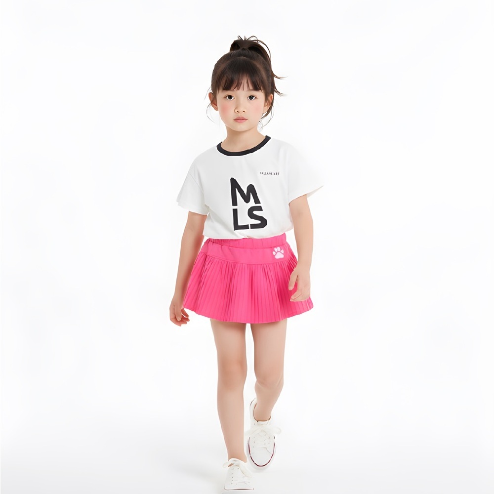 Lucky in Love Girls Pink Pleated Tennis Skort & Hone Baby Graphic Tee Set XS 6